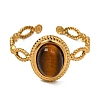 Oval Natural Tiger Eye Finger Rings RJEW-Q822-29G-03-2