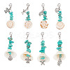 16Pcs 8 Styles Natural Shell & Synthetic Turquoise Chip Pendant Decorations HJEW-GO00036-1