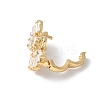 Swan Brass Micro Pave Cubic Zirconia Fold Over Clasps KK-D324-30G-2