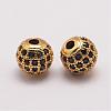 Brass Micro Pave Cubic Zirconia Beads ZIRC-E110-04G-1