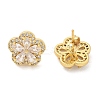 Rack Plating Brass Micro Pave Clear Cubic Zirconia Stud Earrings EJEW-H149-01G-1