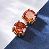 Flat Round Brass Pave Cubic Zirconia Stud Earrings for Women EJEW-G428-29A-01-2