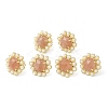 Ion Plating(IP) Natural Sunstone Hexagon Stud Earrings with Plastic Pearl Beaded EJEW-E287-01G-03-2
