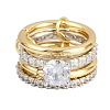 Brass Micro Pave Cubic Zirconia Plain Band Finger Rings for Women RJEW-P160-01F-G01-4