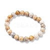 Natural Fossil Coral Stretch Beaded Bracelets G-A185-01X-1