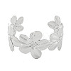 Flower Rack Plating Brass Open Cuff Bangles for Women BJEW-P322-05P-2