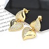 Rack Plating Brass Micro Pave Clear Cubic Zirconia Stud Earrings for Women EJEW-C125-21C-G-2