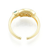 Cubic Zirconia Leaf Open Cuff Ring RJEW-N037-037-3