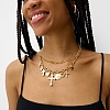 Alloy Crystal Rhinestone and Enamel Cross Heart Multi-Charm Double Layer Necklaces for Women WGEBEB6-01-3
