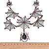 Halloween Spider Web Alloy Siam Rhinestone Bib Necklaces for Women LS-NJEW-P340-01B-3