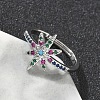 Brass Micro Pave Cubic Zirconia Finger Rings for Women RJEW-D322-03P-3