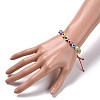 Flat Round with Evil Eye Beaded Bracelet BJEW-JB07102-02-3