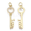 Brass Micro Pave Clear Cubic Zirconia Pendants for Valentine's Day ZIRC-N039-089-NF-1
