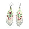 Natural Green Aventurine Rhombus Dangle Earrings EJEW-MZ00567-04-2
