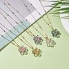 Glass Beaded Flower Pendant Necklace with Satellite Chain NJEW-JN03843-2