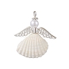 3Pcs 3 Styles Natural Shell Angel Pendants PALLOY-JF02833-2
