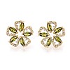Flower Brass Micro Pave Cubic Zirconia Stud Earrings EJEW-F373-03G-3