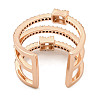 Rectangle Rack Plating Brass Micro Pave Cubic Zirconia Wide Cuff Rings for Women RJEW-F162-15RG-3