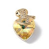 Real 18K Gold Plated Rack Plating Brass Micro Pave Clear Cubic Zirconia Pendants KK-C015-09G-05-1