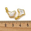 Rack Plating Brass Pave Natural White Shell Butterfly Charms KK-U025-01G-01-3