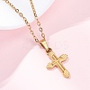 Cross 304 Stainless Steel Pendant Necklaces NJEW-H059-10G-1