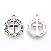 Tibetan Style Flat Round with Cross Alloy Pendants LS-X-TIBEP-Q054-07AS-RS-2