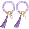 2Pcs Acrylic & Zine Alloy & PU Pendant Decoration KEYC-CL0001-44C-1