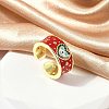 Brass Micro Pave Cubic Zirconia Enamel Cuff Rings for Women RJEW-L113-019G-02-2