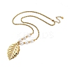 304 Stainless Steel Leaf Pendant Necklaces for Women NJEW-U038-02G-2