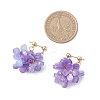 3 Pairs Flower Brass Resin Dangle Stud Earrings EJEW-TA00778-4
