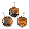 Faceted Natural Tiger Eye Pendants G-F340-03H-1