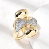 Brass Micro Pave Clear Cubic Zirconia Cuff Rings for Women RJEW-H262-01G-2