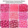 Breast Cancer Pink Awareness Ribbon Theme Alloy Enamel Pendants & Acrylic & Polymer Clay Beads Finding Kits DIY-YW0016-34-3