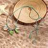 Summer Beach Porcelain Fish & Natural Cowrie Shell Pendant Cotton Cord Adjustable Necklaces FS-WG63638-04-2