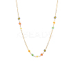 Flower 304 Stainless Steel Enamel Link Chain Necklaces STAS-OY010-10G-1