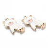 Light Gold Plated Alloy Enamel Pendants ENAM-T009-71C-RS-3