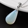 Teardrop Platinum Tone Brass Opal Pendants G-F267-04G-1