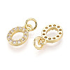 Brass Micro Pave Clear Cubic Zirconia Charms KK-N241-001O-2
