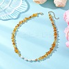 Natural Pearl Rice and Natural Amber Chip Beaded Necklaces NJEW-JN05883-1