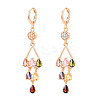 Teardrop Brass Micro Pave Cubic Zirconia Dangle Leverback Earrings EJEW-N058-16G-2