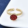 Brass Enamel Open Cuff Rings for Women RJEW-F179-08G-04-4
