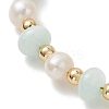 Natural Freshwater Shell & Natural Cultured Freshwater Pearl Rondelle Beaded Bracelets for Women BJEW-JB13281-3