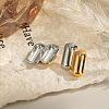 Stainless Steel Two Tone Oval Stud Earrings FJ2954-3