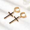 Cross 304 Stainless Steel Polymer Clay Rhinestones Hoop Earrings EJEW-G453-11G-01-2