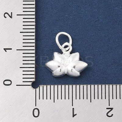 925 Sterling Silver Flower Charms with Jump Rings and 925 Stamp STER-M021-02S-04-1