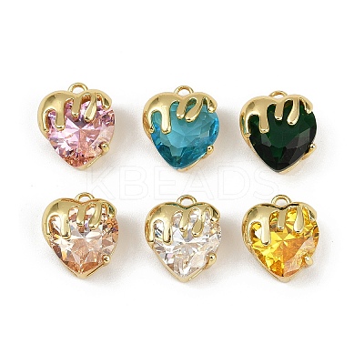 Brass Micro Pave Cubic Zirconia Charms KK-R226-06G-1