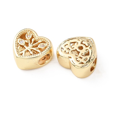 Brass Micro Pave Clear Cubic Zirconia European Beads KK-G551-02G-1