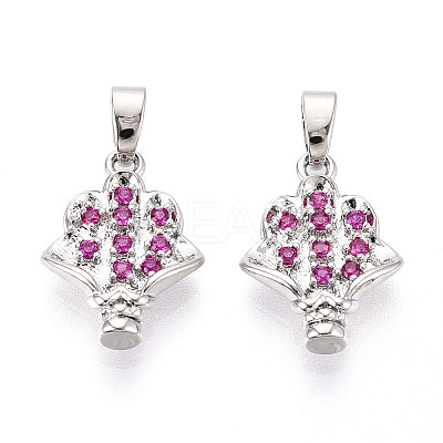 Brass Micro Pave Cubic Zirconia Pendants KK-N257-70P-1