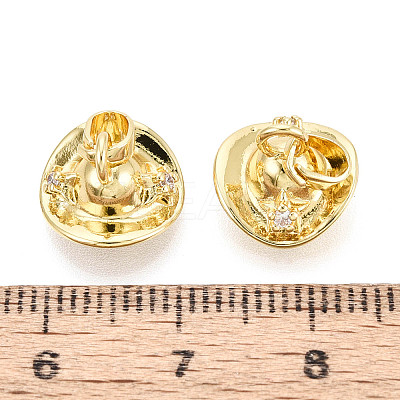 Brass Micro Pave Clear Cubic Zirconia Charms KK-N259-02G-1