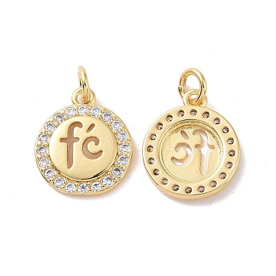 Rack Plating Brass Micro Pave Clear Cubic Zirconia Pendants ZIRC-C042-02G-1